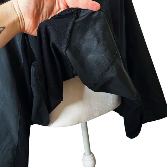 LUUKAA France Mixed Media Black Jacket Pleated Collar Stretch Size 4 Lagenlook - Picture 16 of 16